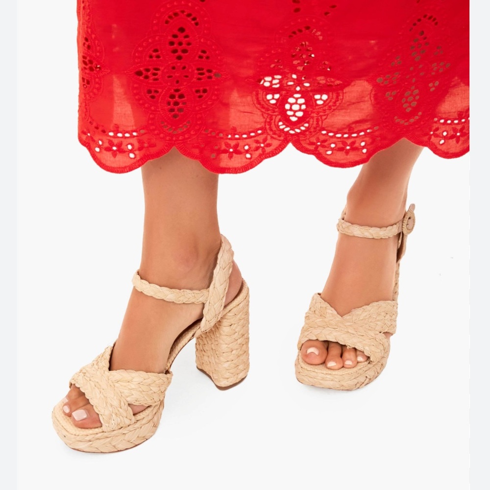 Kate Spade New York Disco Raffia Dress Sandals - Natural Size 7.5 - Picture 4 of 14